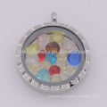 Latest fashion design large silver round glass memory charms locket jewlery